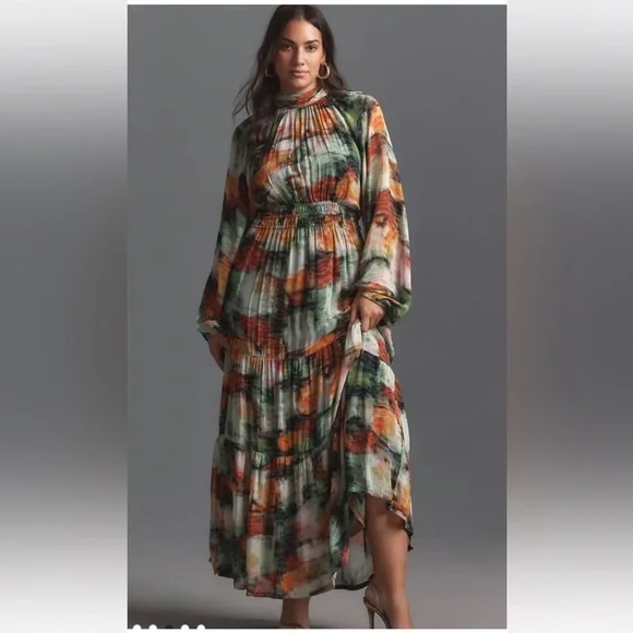 the somerset maxi dress long sleeve mock neck chiffon edition Buy Anthropologie White The Somerset Maxi Dress: Long-Sleeve Chiffon Edition from Next USA
